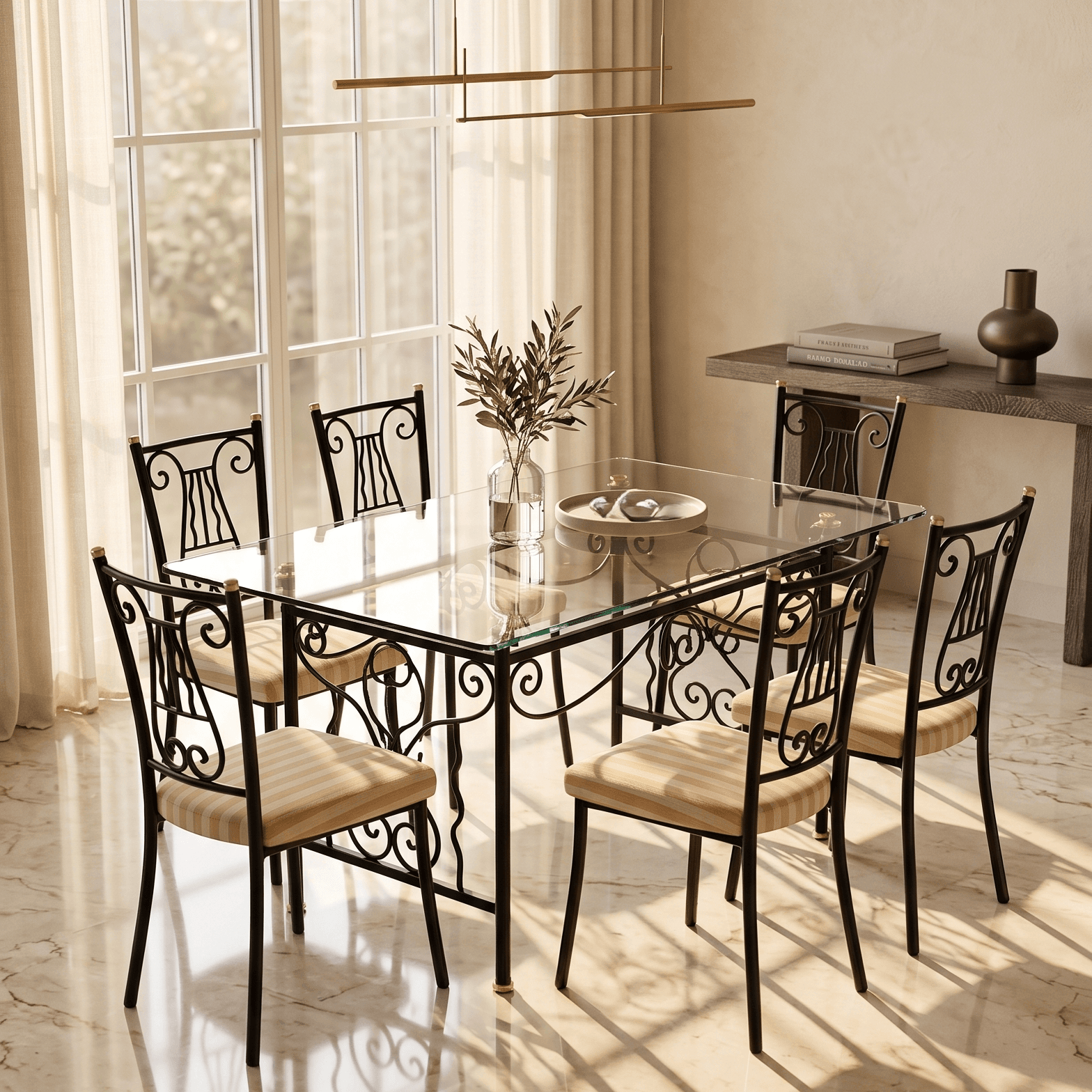Elegant 6 Seater Glass Top Dining Set Ahmedabad Manufacturer
