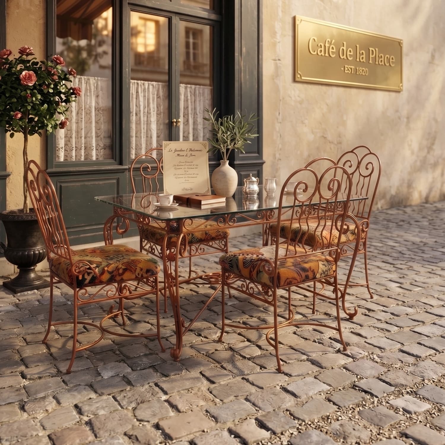 Vintage Wrought Iron 4 Seater Café Dining Set Ahmedabad Manufacturer