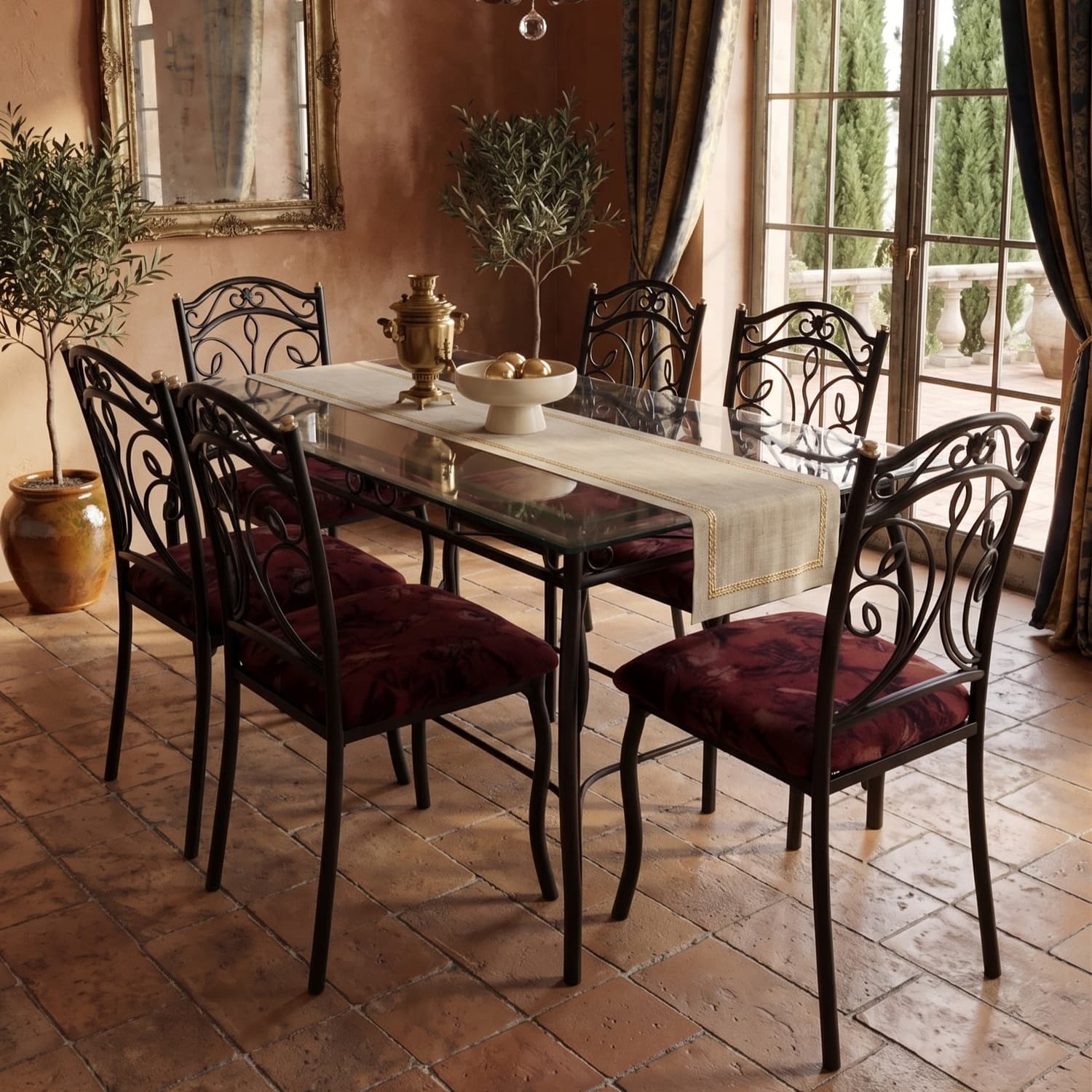 Luxury 6 Seater Glass Top Dining Set Ahmedabad Manufacturer