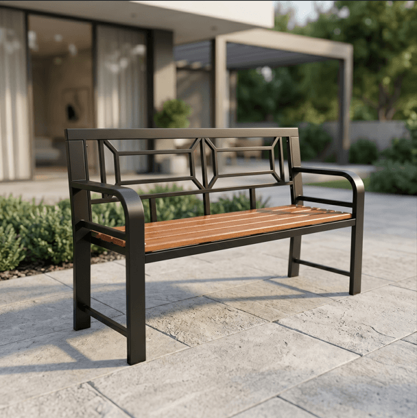 Modern Outdoor Metal & Wooden Garden Bench Ahmedabad Manufacturer