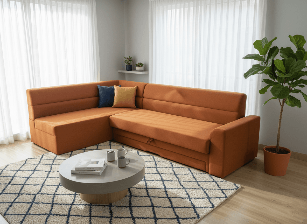 Modern L Shape Sofa Cum Bed Ahmedabad Manufacturer