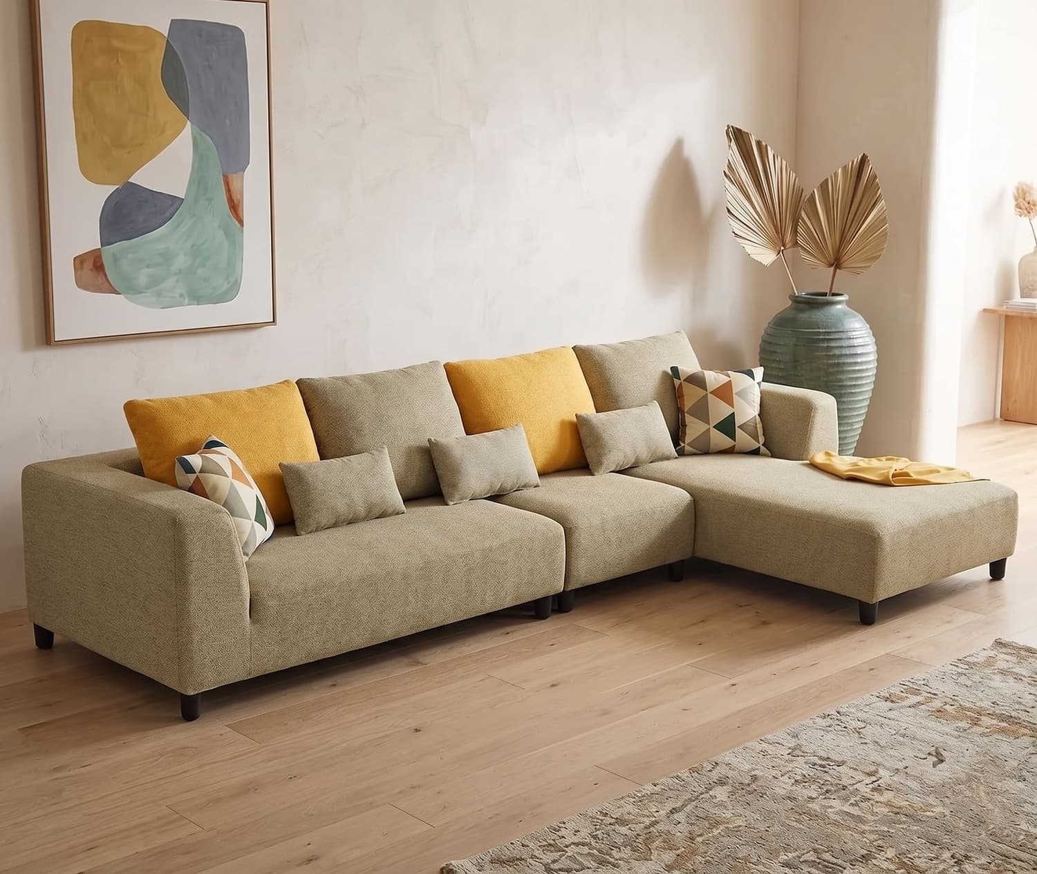 Modern Fabric L Shape Sectional Sofa Ahmedabad Manufacturer