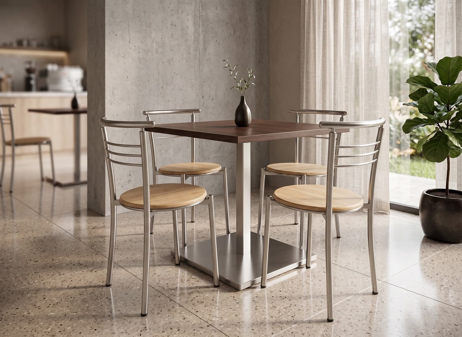 Modern 4 Seater Stainless Steel Dining Set Ahmedabad Manufacturer