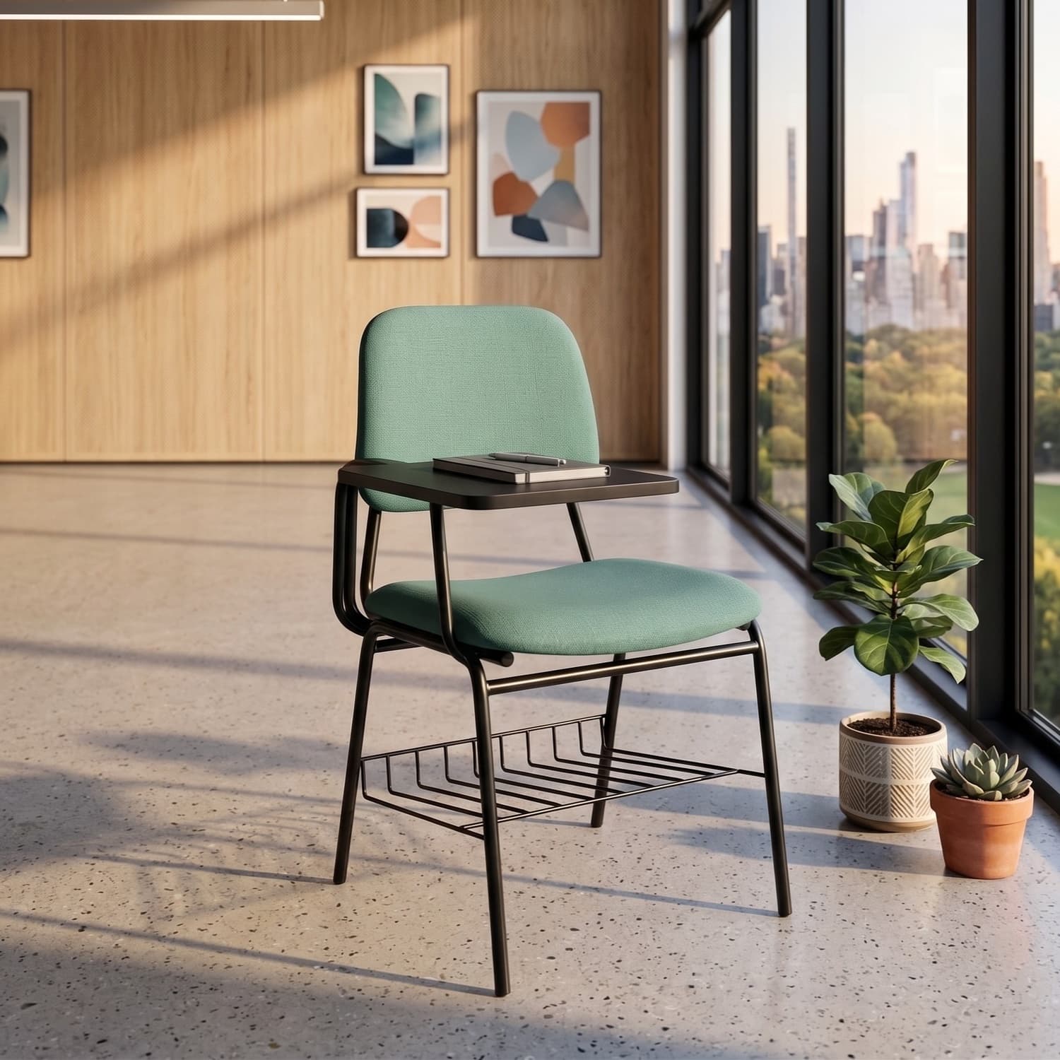 Student Writing Chair with Book Rack Ahmedabad Manufacturer