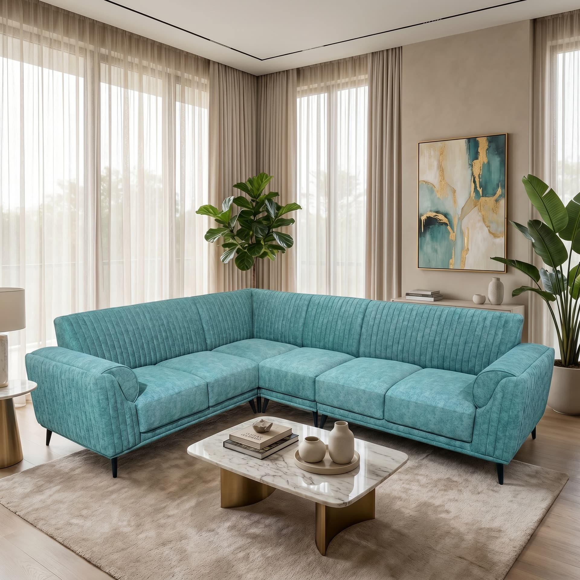AquaLuxe AX-7600 Designer Corner Sofa Ahmedabad Manufacturer