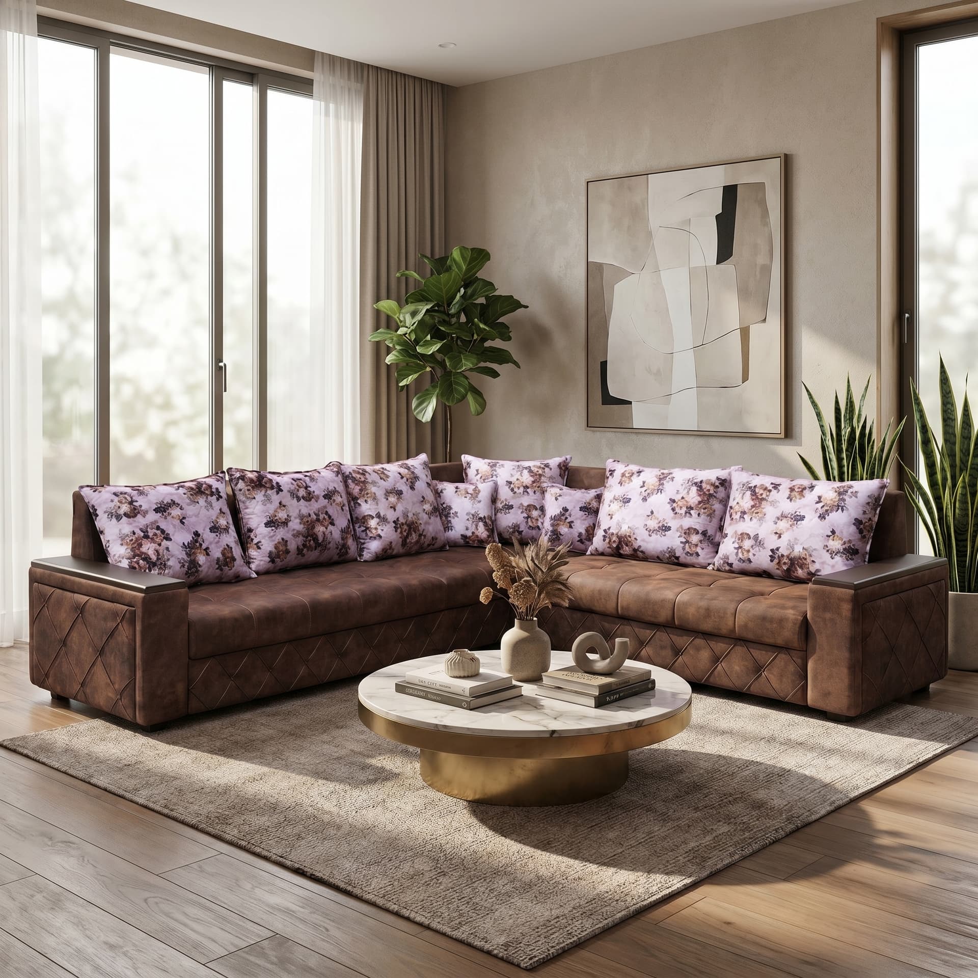 HeritageLux HL-880 Verona Corner Sofa Ahmedabad Manufacturer